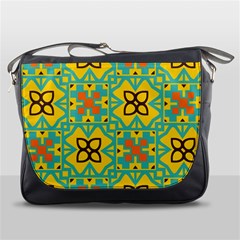 Flowers In Squares Pattern                                               Messenger Bag by LalyLauraFLM