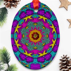 Fern  Mandala  In Strawberry Decorative Style Oval Ornament (two Sides) by pepitasart