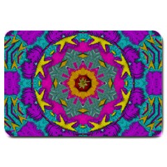 Fern  Mandala  In Strawberry Decorative Style Large Doormat  by pepitasart