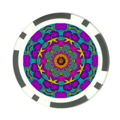 Fern  Mandala  In Strawberry Decorative Style Poker Chip Card Guard by pepitasart