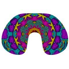 Fern  Mandala  In Strawberry Decorative Style Travel Neck Pillow by pepitasart