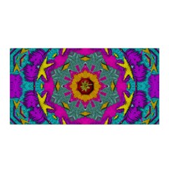 Fern  Mandala  In Strawberry Decorative Style Satin Wrap by pepitasart