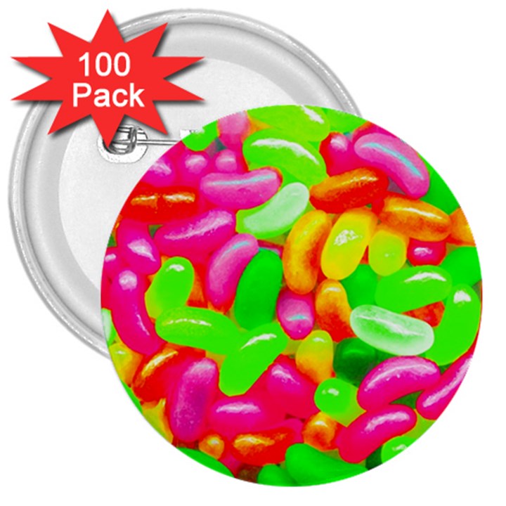 Vibrant Jelly Bean Candy 3  Buttons (100 pack) 