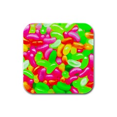 Vibrant Jelly Bean Candy Rubber Square Coaster (4 Pack) 