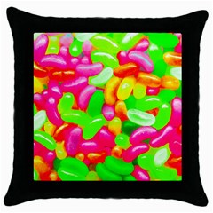 Vibrant Jelly Bean Candy Throw Pillow Case (black)