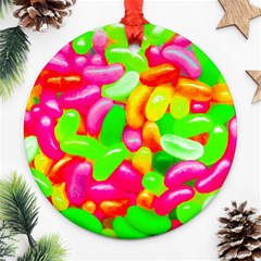 Vibrant Jelly Bean Candy Round Ornament (two Sides) by essentialimage