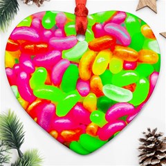 Vibrant Jelly Bean Candy Heart Ornament (two Sides) by essentialimage