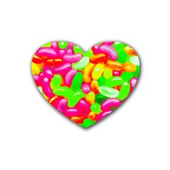 Vibrant Jelly Bean Candy Rubber Coaster (heart)  by essentialimage