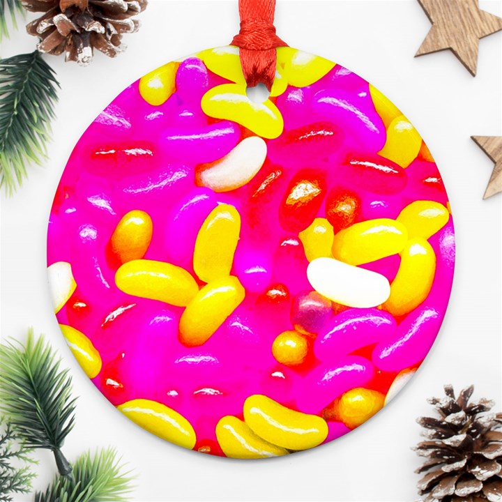 Vibrant Jelly Bean Candy Round Ornament (Two Sides)