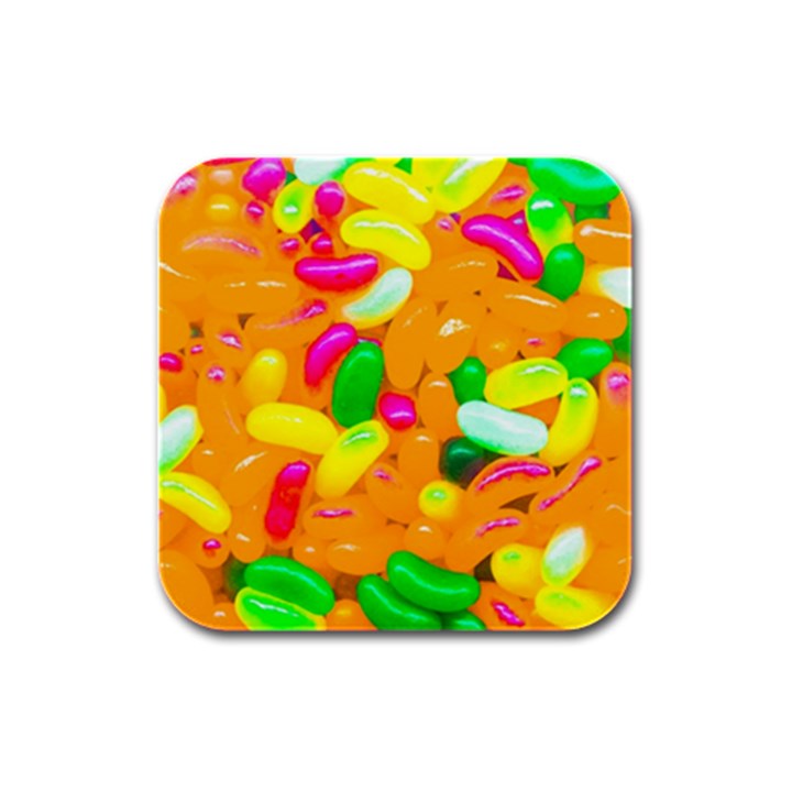 Vibrant Jelly Bean Candy Rubber Square Coaster (4 pack) 