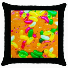 Vibrant Jelly Bean Candy Throw Pillow Case (black) by essentialimage