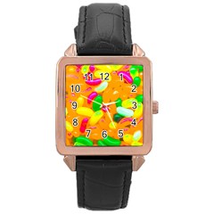 Vibrant Jelly Bean Candy Rose Gold Leather Watch  by essentialimage