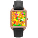 Vibrant Jelly Bean Candy Rose Gold Leather Watch  Front