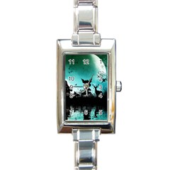 Litte Fairy With Deer In The Night Rectangle Italian Charm Watch by FantasyWorld7