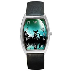 Litte Fairy With Deer In The Night Barrel Style Metal Watch by FantasyWorld7