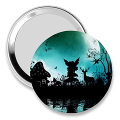 Litte Fairy With Deer In The Night 3  Handbag Mirrors by FantasyWorld7