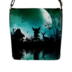 Litte Fairy With Deer In The Night Flap Closure Messenger Bag (l) by FantasyWorld7