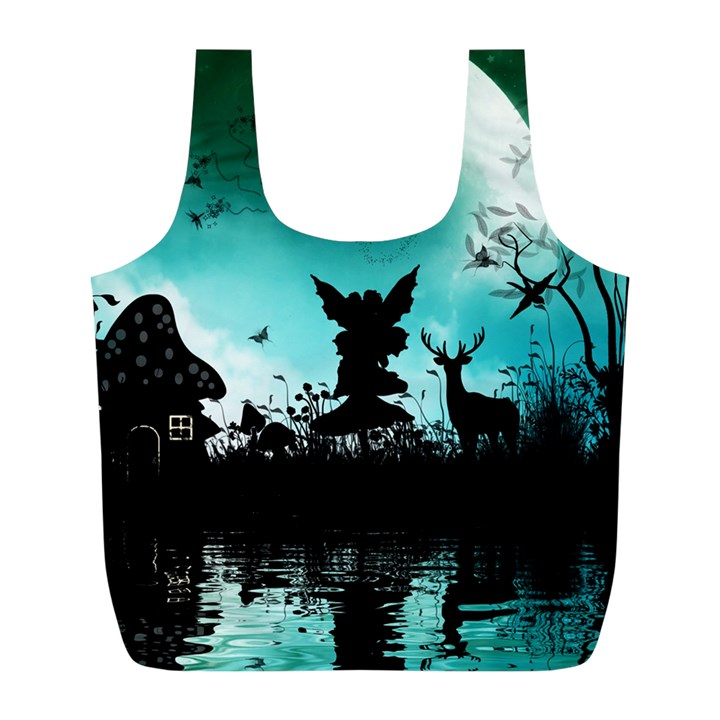 Litte Fairy With Deer In The Night Full Print Recycle Bag (L)