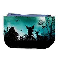 Litte Fairy With Deer In The Night Large Coin Purse by FantasyWorld7