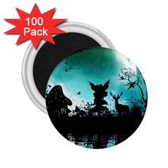 Litte Fairy With Deer In The Night 2 25  Magnets (100 Pack) 