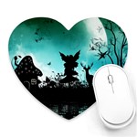 Litte Fairy With Deer In The Night Heart Mousepads Front