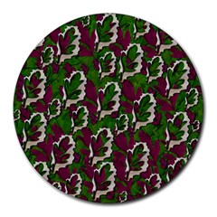 Green Fauna And Leaves In So Decorative Style Round Mousepads by pepitasart