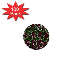 Green Fauna And Leaves In So Decorative Style 1  Mini Buttons (100 Pack)  by pepitasart