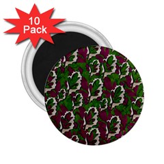 Green Fauna And Leaves In So Decorative Style 2 25  Magnets (10 Pack)  by pepitasart