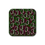 Green Fauna And Leaves In So Decorative Style Rubber Coaster (Square)  Front