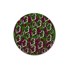 Green Fauna And Leaves In So Decorative Style Magnet 3  (round) by pepitasart