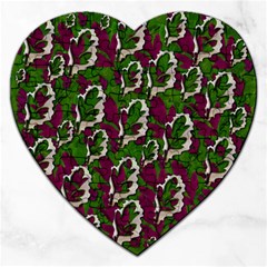 Green Fauna And Leaves In So Decorative Style Jigsaw Puzzle (heart) by pepitasart