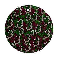 Green Fauna And Leaves In So Decorative Style Round Ornament (two Sides) by pepitasart