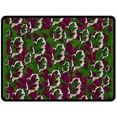 Green Fauna And Leaves In So Decorative Style Double Sided Fleece Blanket (large)  by pepitasart