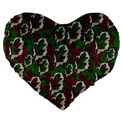 Green Fauna And Leaves In So Decorative Style Large 19  Premium Flano Heart Shape Cushions by pepitasart