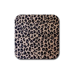 Leopard Rubber Coaster (square)  by vintage2030