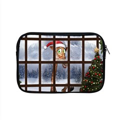 Funny Giraffe  With Christmas Hat Looks Through The Window Apple Macbook Pro 15  Zipper Case by FantasyWorld7