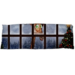 Funny Giraffe  With Christmas Hat Looks Through The Window Body Pillow Case (dakimakura) by FantasyWorld7