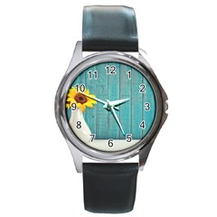 Sun Flower 3292932 960 720 Round Metal Watch