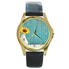 Sun Flower 3292932 960 720 Round Gold Metal Watch