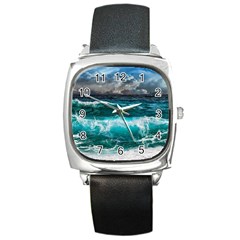 Waves 3975256 960 720 Square Metal Watch by vintage2030