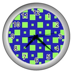 Squares Grid Seamless Wall Clock (Silver)