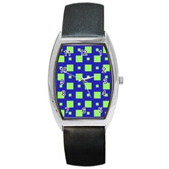 Squares Grid Seamless Barrel Style Metal Watch