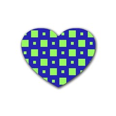 Squares Grid Seamless Rubber Coaster (heart)  by Vaneshart