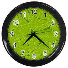 Pattern Leaves Walnut Nature Wall Clock (black) by Vaneshart