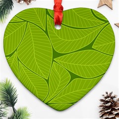 Pattern Leaves Walnut Nature Heart Ornament (two Sides) by Vaneshart