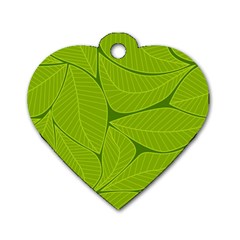 Pattern Leaves Walnut Nature Dog Tag Heart (two Sides) by Vaneshart