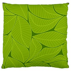 Pattern Leaves Walnut Nature Large Flano Cushion Case (one Side) by Vaneshart