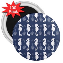 Seahorse Shell Pattern 3  Magnets (100 Pack) by Vaneshart