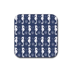 Seahorse Shell Pattern Rubber Coaster (square)  by Vaneshart