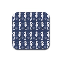 Seahorse Shell Pattern Rubber Square Coaster (4 Pack)  by Vaneshart